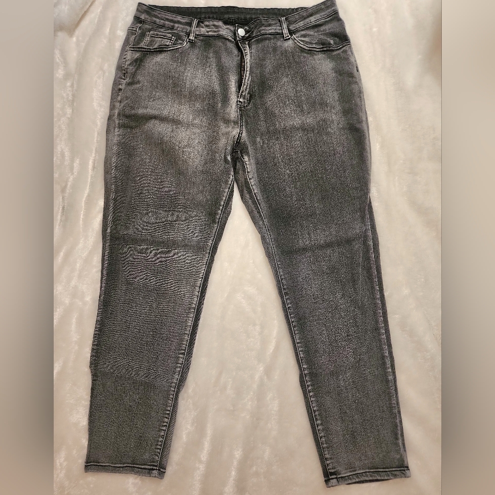 Grey Denim Jeans Plus Curve 4XL Stretchy